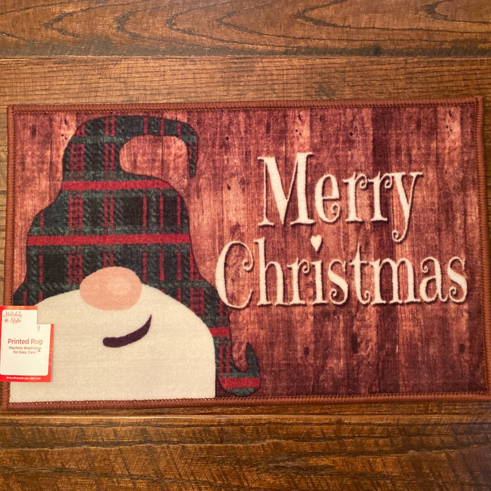 Christmas Gnome Rug, Gnome Rug, Indoor Machine Washable Printed Rug 27” X 17”